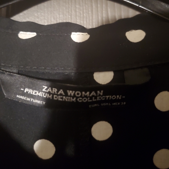 Zara Denim Collection polka dot over-sized blouse Size Large - Picture 2 of 3